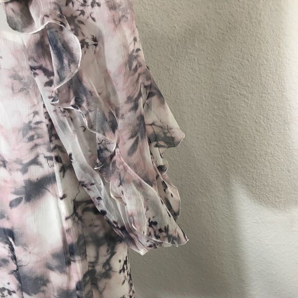 Haute Hippie The Flowers in the Sun Silk Dress XS Cold Shoulder Mini Silk Ruffle - Picture 7 of 11